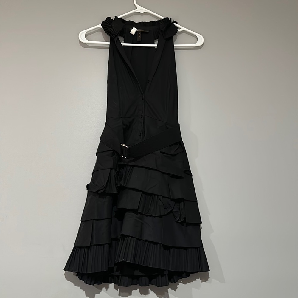 BCBG Ruffled, Collared, Button-Up, Mini Dress